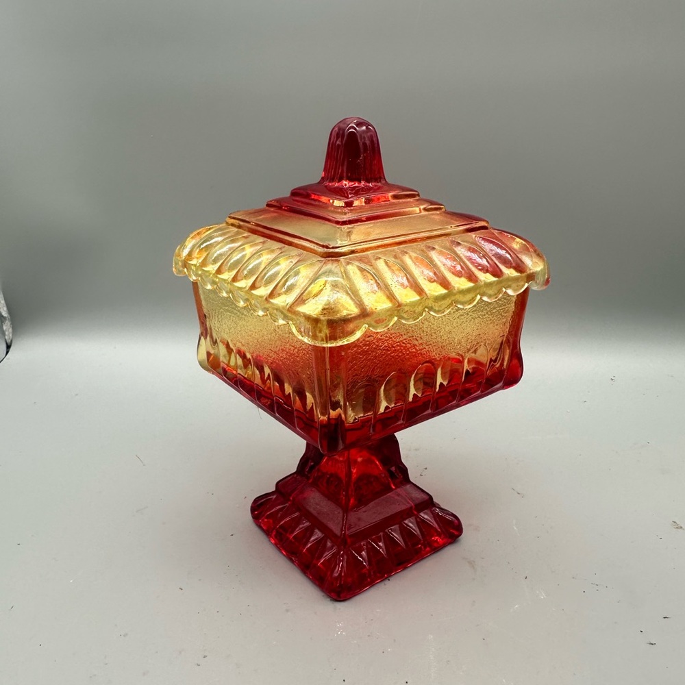 Jeanette Amberina Glass Compote